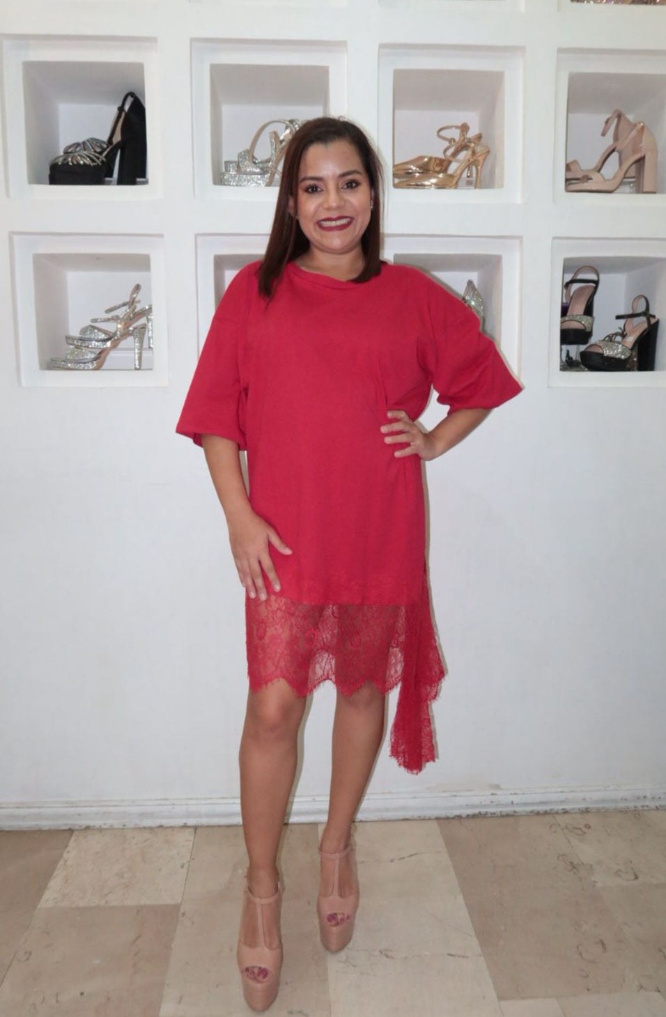 Maxi blusa con detalle de encaje