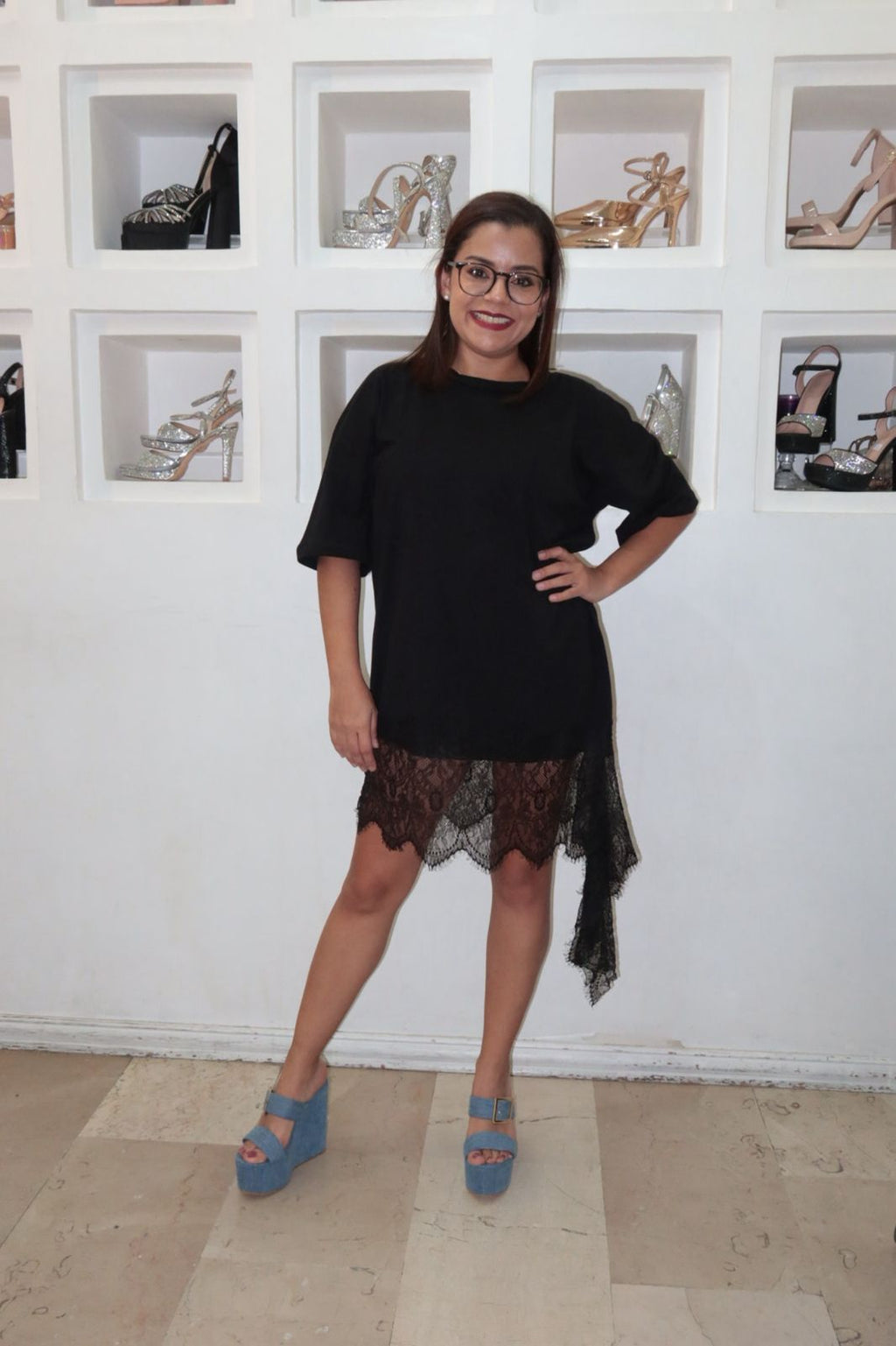 Maxi blusa con detalle de encaje