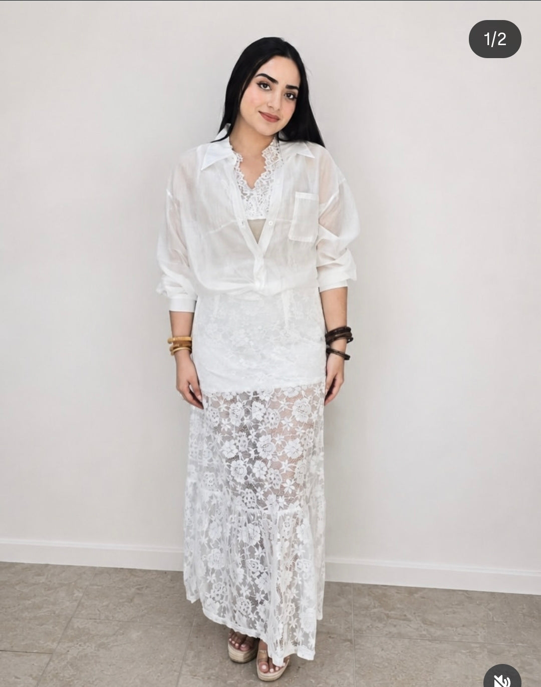 Blusa camisera encaje